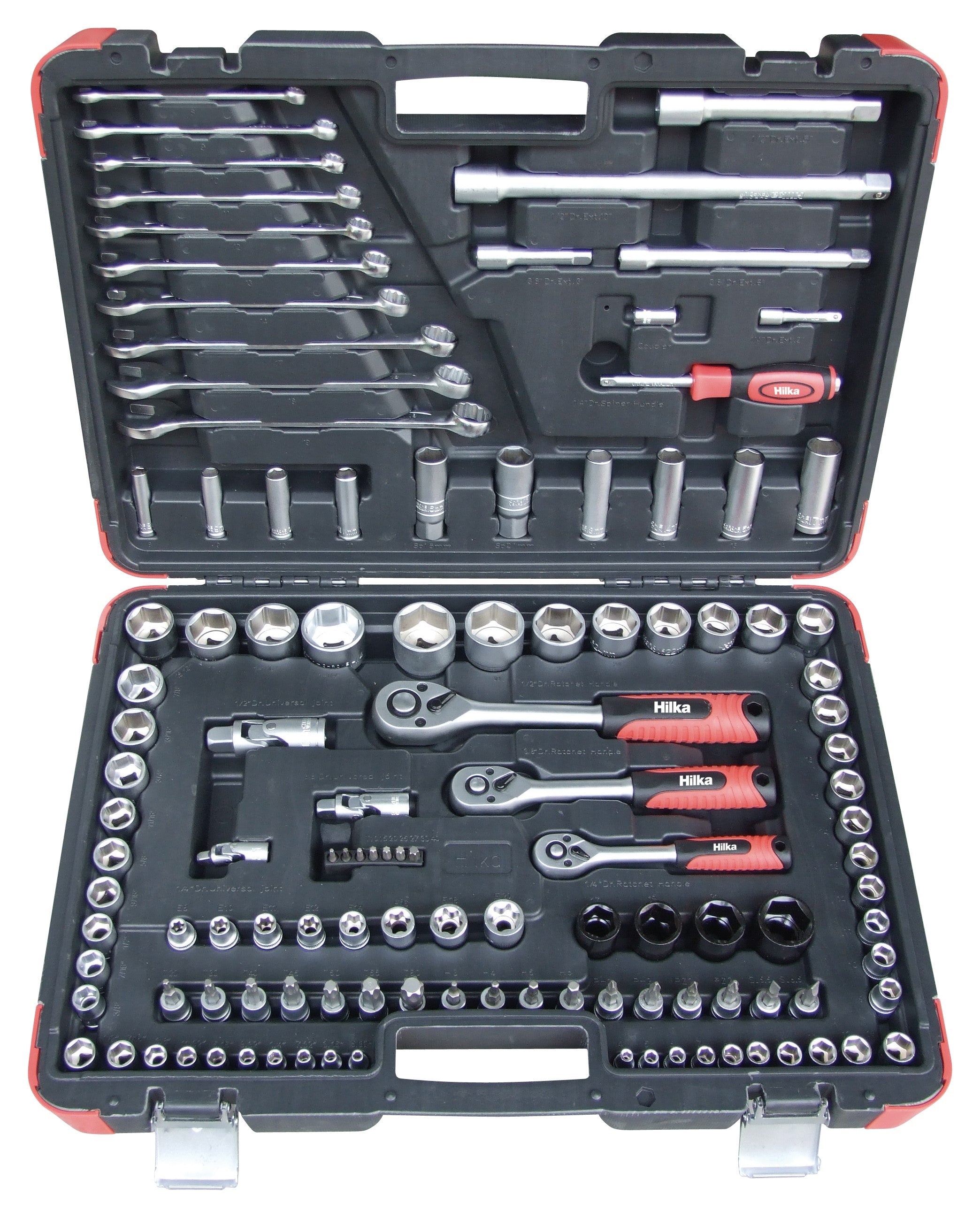 Hilka 120 pce 1/4", 3/8" & 1/2" Dr Socket Set 01120003