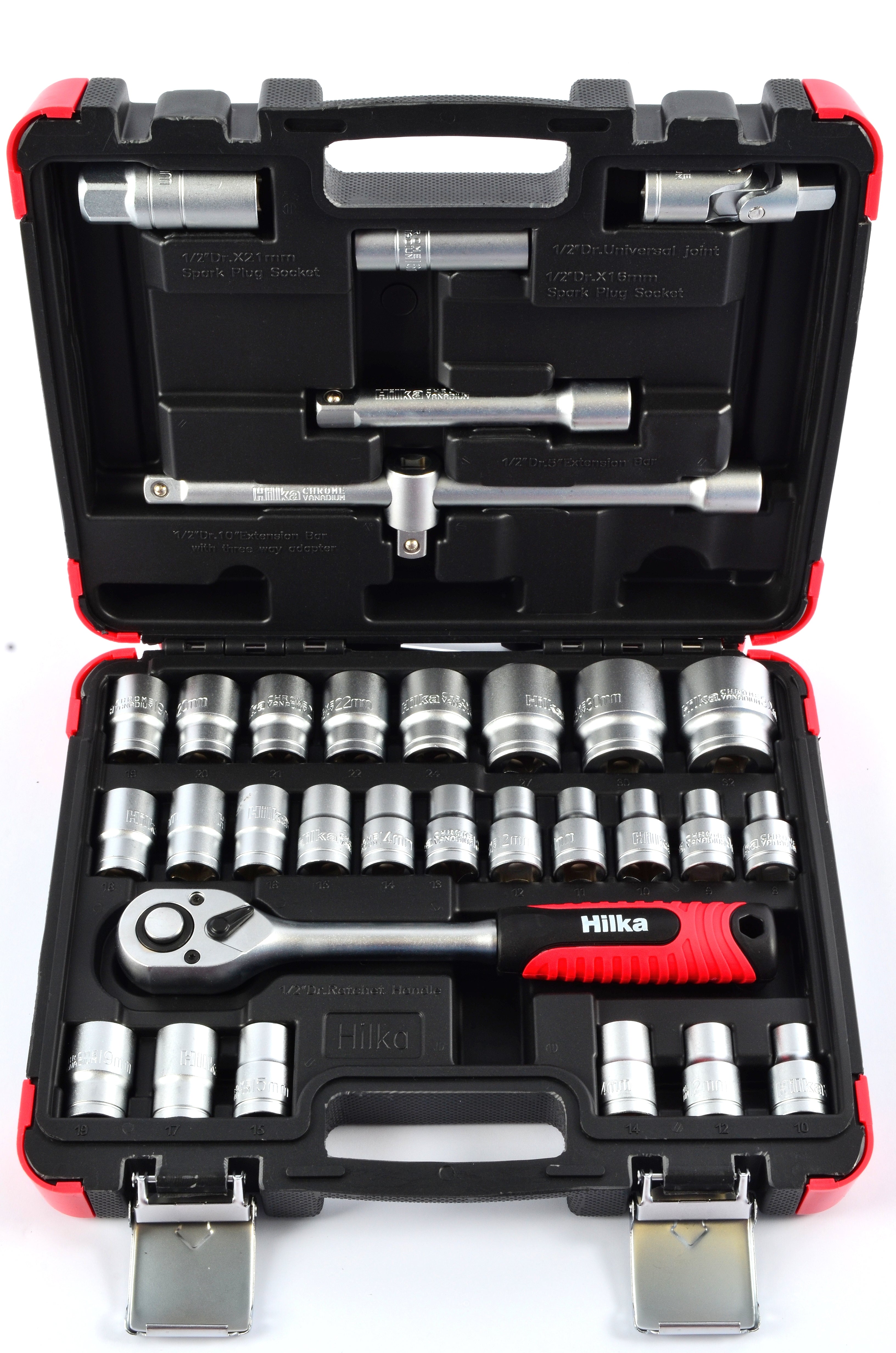 Hilka 32 pce 1/2" Drive Socket Set Metric 01123202