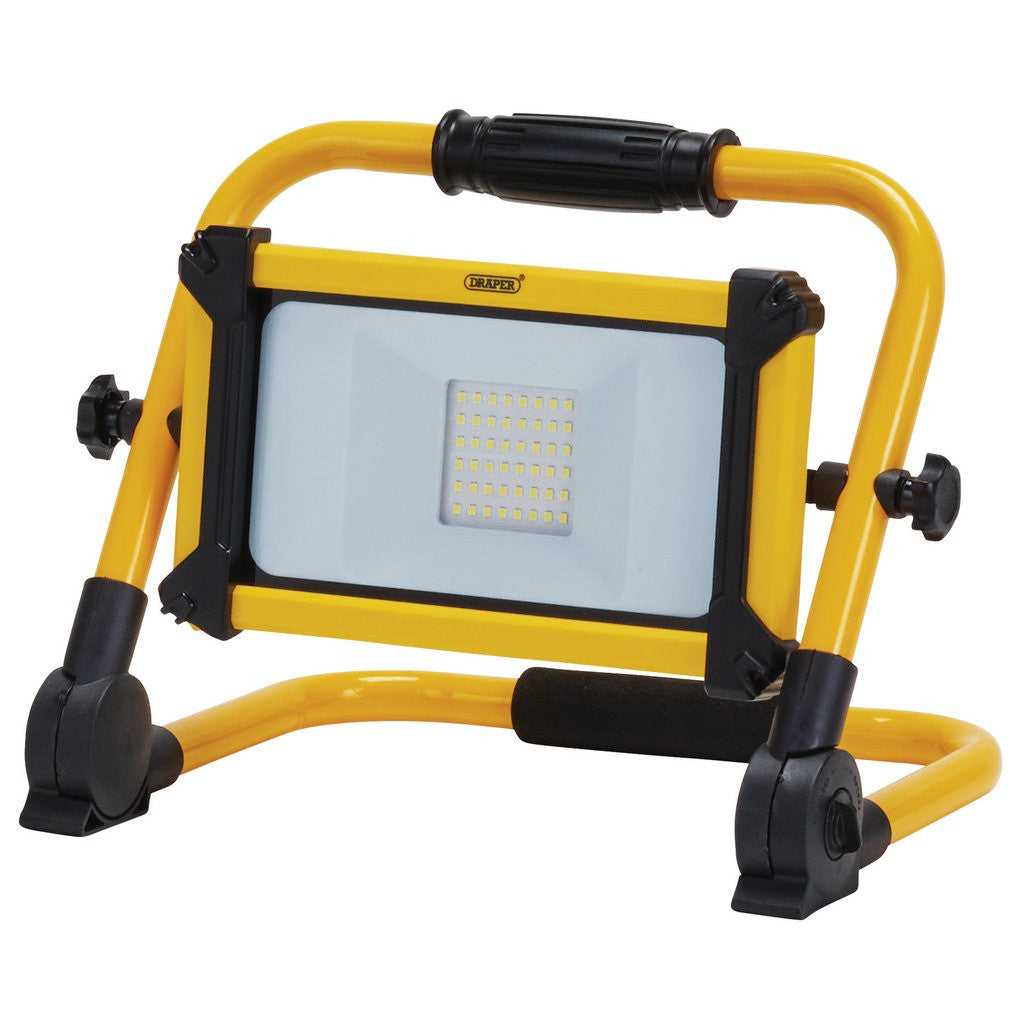Draper 230V SMD LED Rechargeable Folding Site Light, 30W, 3300 Lumens, Power Adaptor Supplied