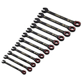 Draper Expert HI-TORQ® Metric Ratchet Combination Spanner Set, Black (12 Piece) 03896