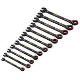 Draper Expert HI-TORQ® Metric Reversible Ratchet Combination Spanner Set, Black (12 Piece) 03912