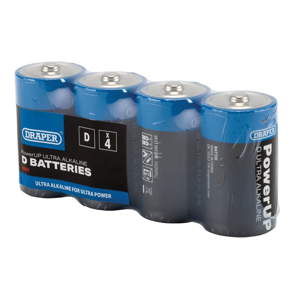 Draper Draper PowerUP Ultra Alkaline D Batteries (Pack of 4)
