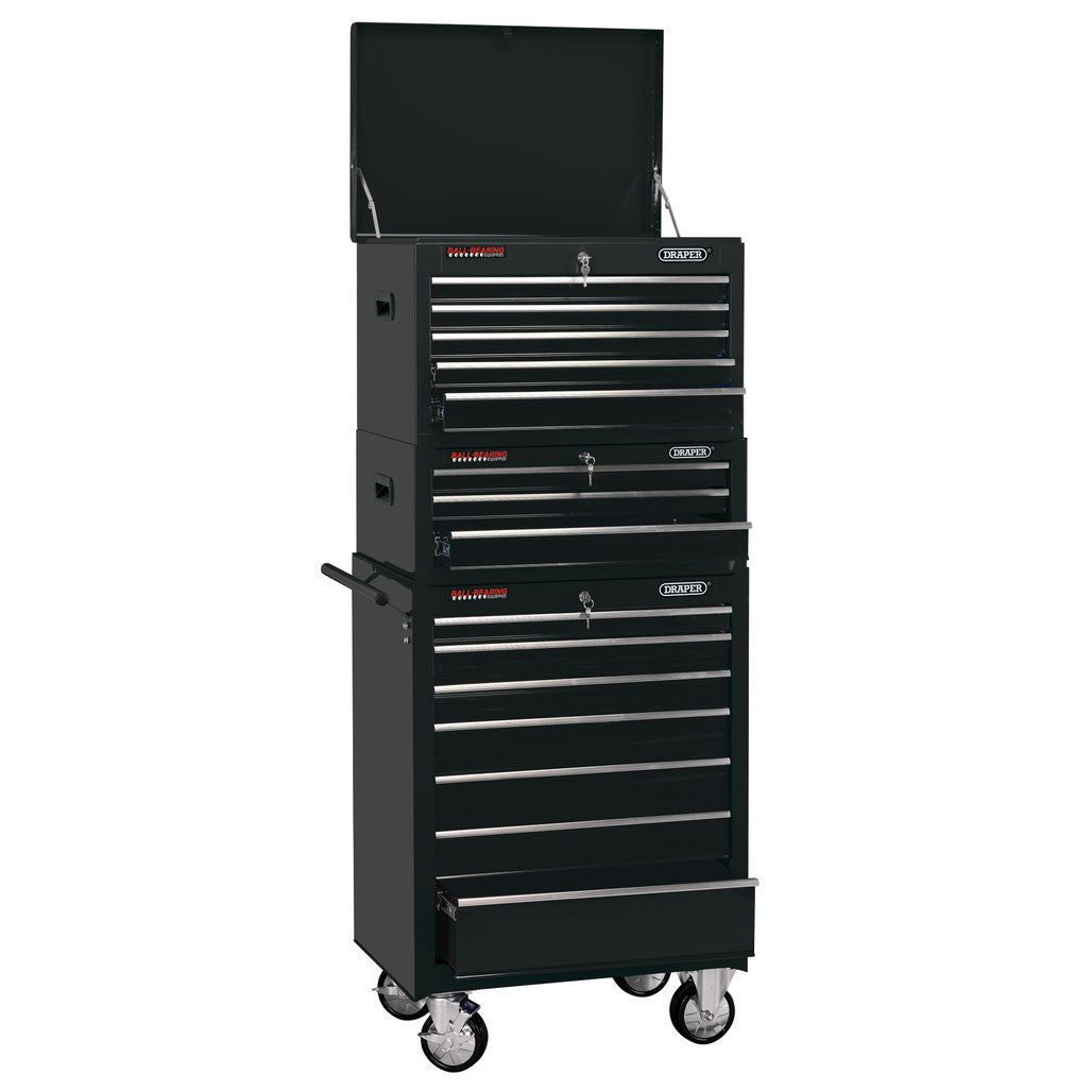 Draper Combined Roller Cabinet and Tool Chest, 15 Drawer, 26", Black 04594