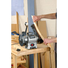 Draper Bench Grinder with Sanding Belt and Work light, 150mm, 370W 05096