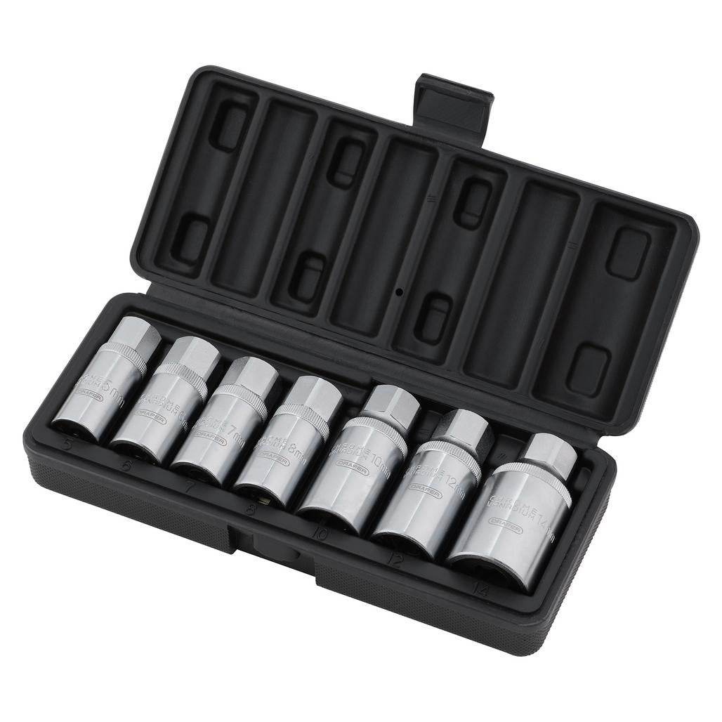 Draper Stud Extractor Set, 3/8" Sq. Dr., 1/2" Sq. Dr. (7 Piece) 07119