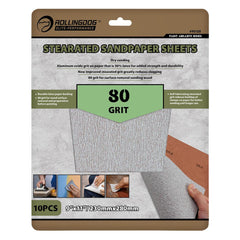 Draper ROLLINGDOG Stearated Sanding Sheets, 230 x 280mm, 80 Grit (Pack of 10) 09653