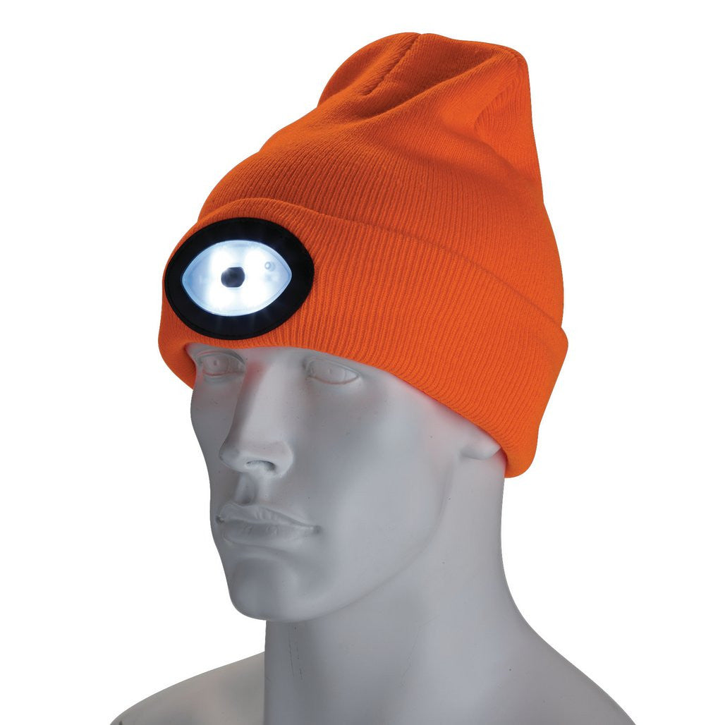Draper Beanie Hat with Rechargeable Torch, One Size, 1W, 100 Lumens, High-vis Orange