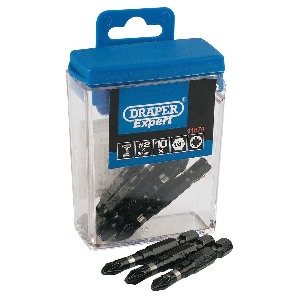 Draper Expert PZ Type Impact Bits, No.2 x 50mm (10 Piece) 11674