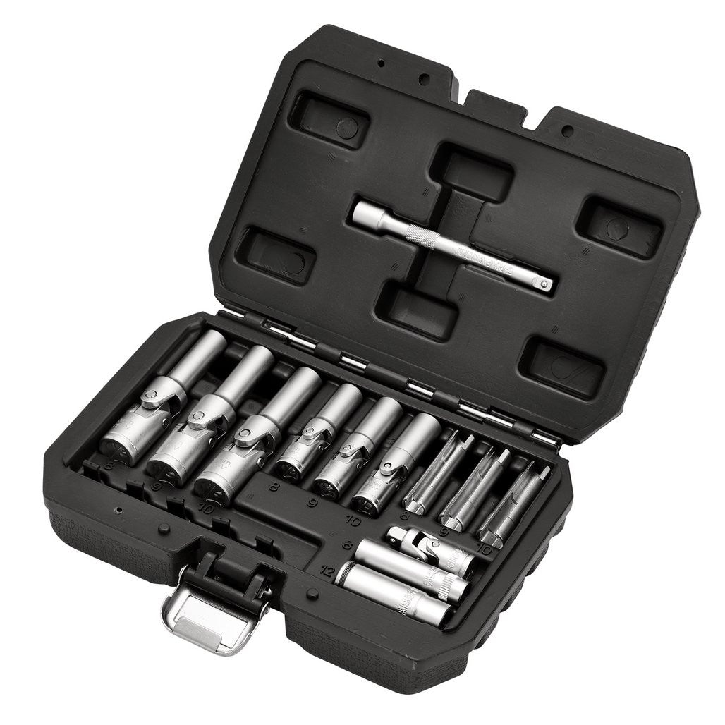 Draper Thin Wall PSG Glow Plug Socket Set, 3/8" and 1/4" Sq. Dr. (18 Piece) 12397