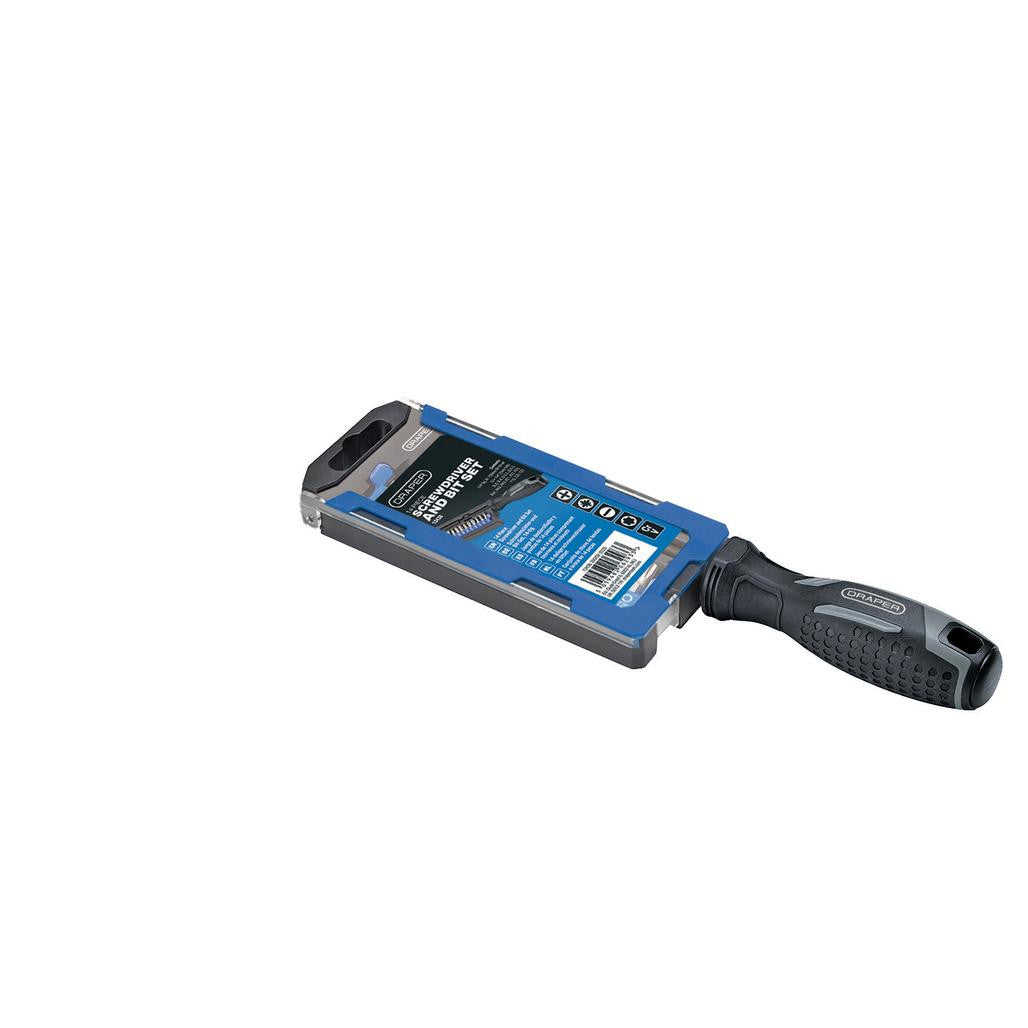 Draper Soft Grip Magnetic Screwdriver and Bit Set, 1/4" x 100mm (14 Piece) 13438