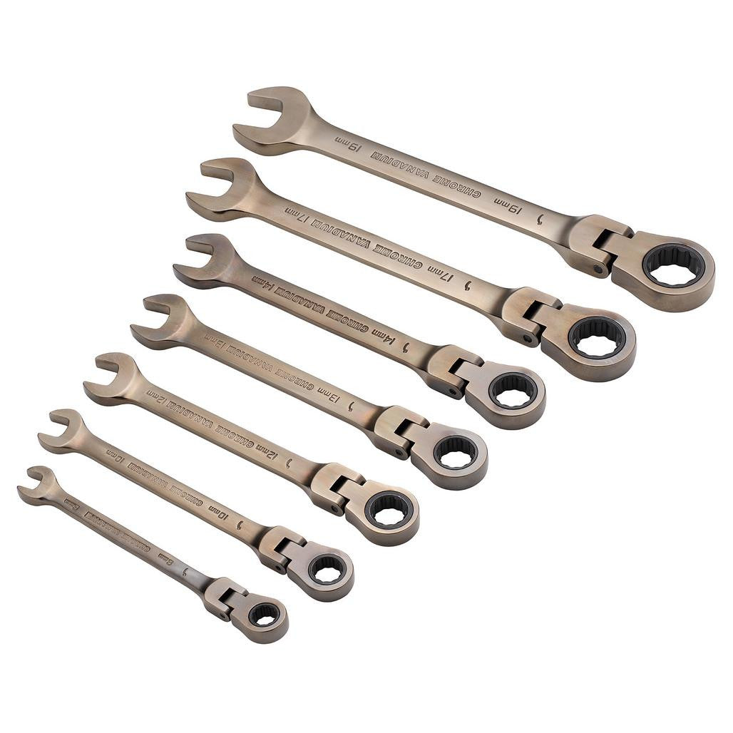 Draper Flexible Head Ratcheting Metric Combination Spanner Set (7 Piece) 15087