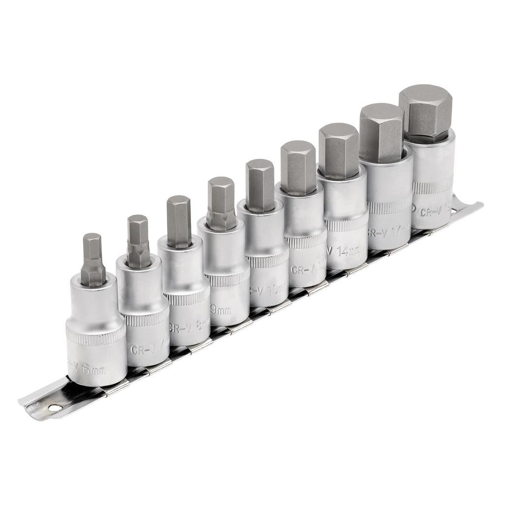 Draper Expert Metric Hex. Socket Bit Set, 1/2" Sq. Dr., 55mm (9 Piece) 16307