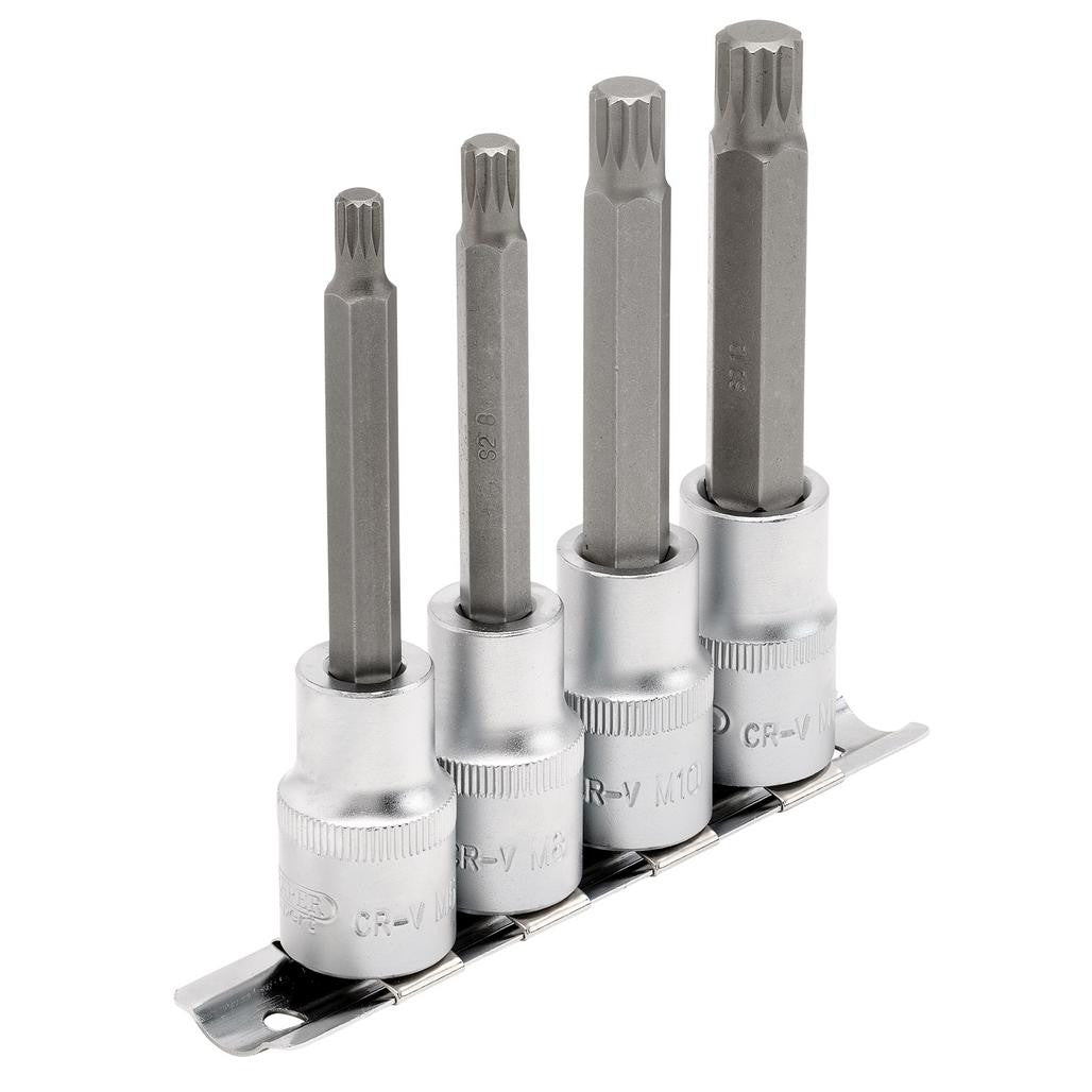 Draper Expert Spline Socket Bit Set, 1/2" Sq. Dr. (4 Piece) 16350