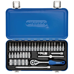 Draper Metric Socket Set in Metal Case, 1/4" Sq. Dr. (38 Piece) 16366