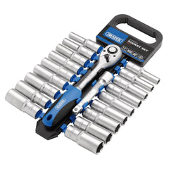 Draper Combined MM/AF Deep Socket and Ratchet Set, 1/2" Sq. Dr. (20 Piece) 16377