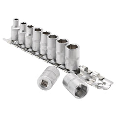 Draper Metric Socket on Metal Rail, 1/4" Sq. Dr. (10 Piece) 16398