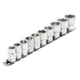 Draper Socket Set on Metal Rail, 3/8" Sq. Dr. (10 Piece) 16400