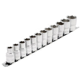 Draper Socket Set on Metal Rail, 1/2" Sq. Dr. (12 Piece) 16402