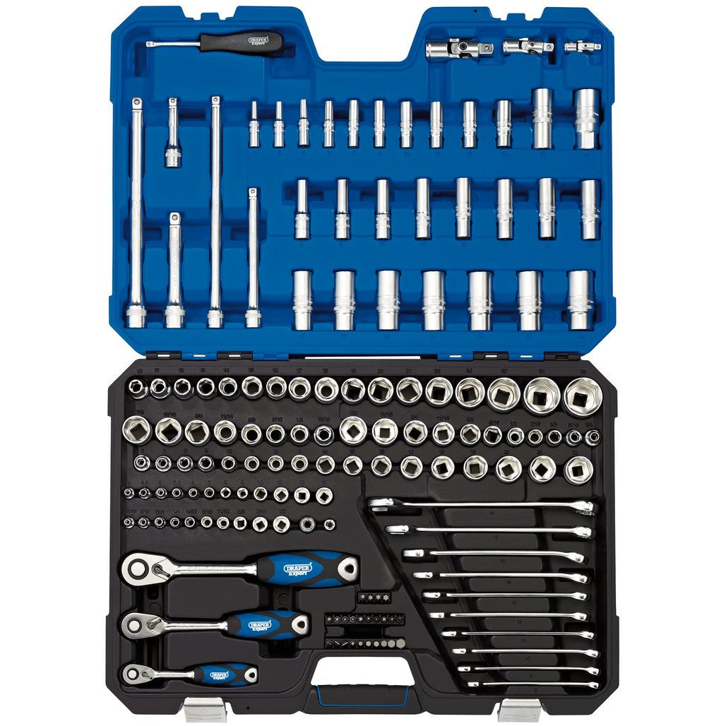Draper Expert HI-TORQ® Combined MM/AF Socket Set, 1/4", 3/8" and 1/2" Sq. Dr. (150 Piece) 16460