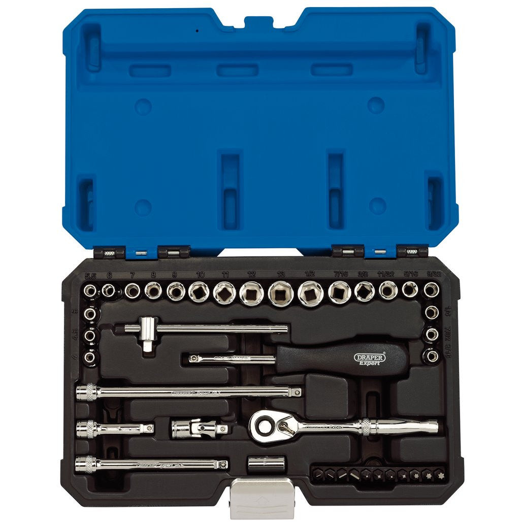 Draper Expert Combined MM/AF Socket Set, 1/4" Sq. Dr. (40 Piece) 16464
