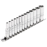 Draper Expert Deep Metric Socket Set on a Metal Rail, 1/4" Sq. Dr. (13 Piece) 16490