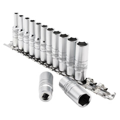 Draper Expert Deep Metric Socket Set on a Metal Rail, 1/4" Sq. Dr. (13 Piece) 16490