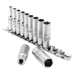 Draper Expert Imperial Deep Socket on Metal Rail, 1/4" Sq. Dr. (11 Piece) 16491