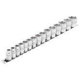Draper Expert HI-TORQ® Metric Socket Set on a Metal Rail, 3/8" Sq. Dr. (15 Piece) 16492