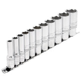 Draper Expert Imperial Deep Socket Set on a Metal Rail, 3/8" Sq. Dr. (11 Piece) 16495