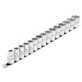 Draper Expert HI-TORQ® Metric Socket Set on a Metal Rail, 1/2" Sq. Dr. (15 Piece) 16496