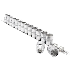 Draper Expert HI-TORQ® Metric Socket Set on a Metal Rail, 1/2" Sq. Dr. (15 Piece) 16496