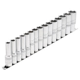 Draper Expert Metric Deep Socket on a Metal Rail, 1/2" Sq. Dr. (15 Piece) 16499