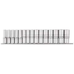 Draper Expert Metric Deep Socket on a Metal Rail, 1/2" Sq. Dr. (15 Piece) 16499