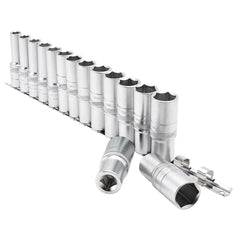 Draper Expert Metric Deep Socket on a Metal Rail, 1/2" Sq. Dr. (15 Piece) 16499