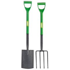 Draper Carbon Steel Garden Fork and Spade Set, Green 16566