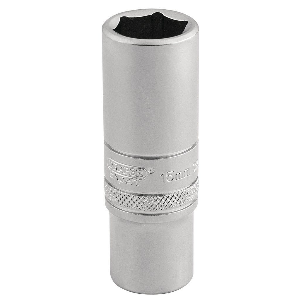 Draper Expert 6 Point Metric Deep Socket, 3/8" Sq. Dr., 15mm 16583