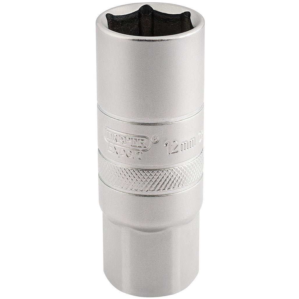 Draper Expert 12mm Thread 6 Point Satin Chrome Spark Plug Socket, 1/2" Sq. Dr., 18mm 16782