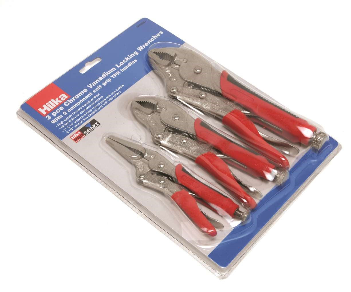Hilka 3 pce Soft Grip Locking Wrenches 19153503