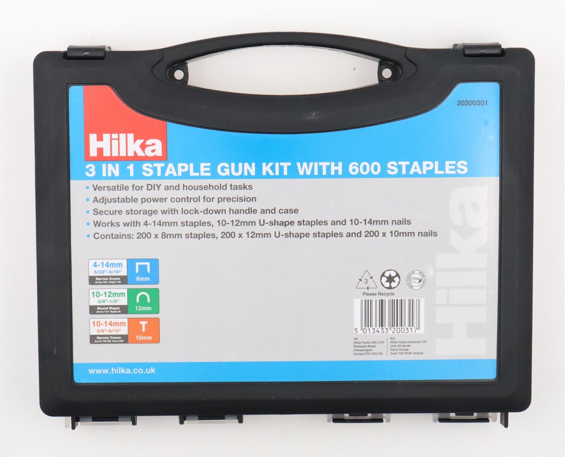 Hilka 3 in 1 Staple Gun Kit with 600 Staples 20200301