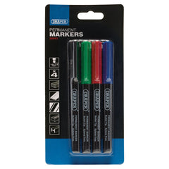 Draper Marker Pens, Multicoloured (Pack of 4) 20943