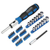 Draper Ratchet Screwdriver Socket and Bit Set, 1/4" Sq. Dr. (40 Piece) 21010