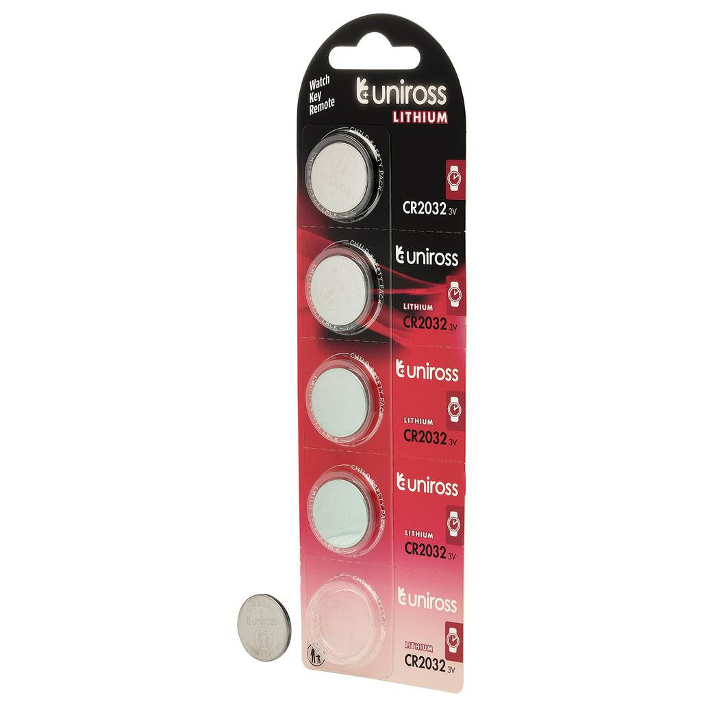 Draper Uniross Lithium Coin Cell CR2032 Batteries (Pack of 5)
