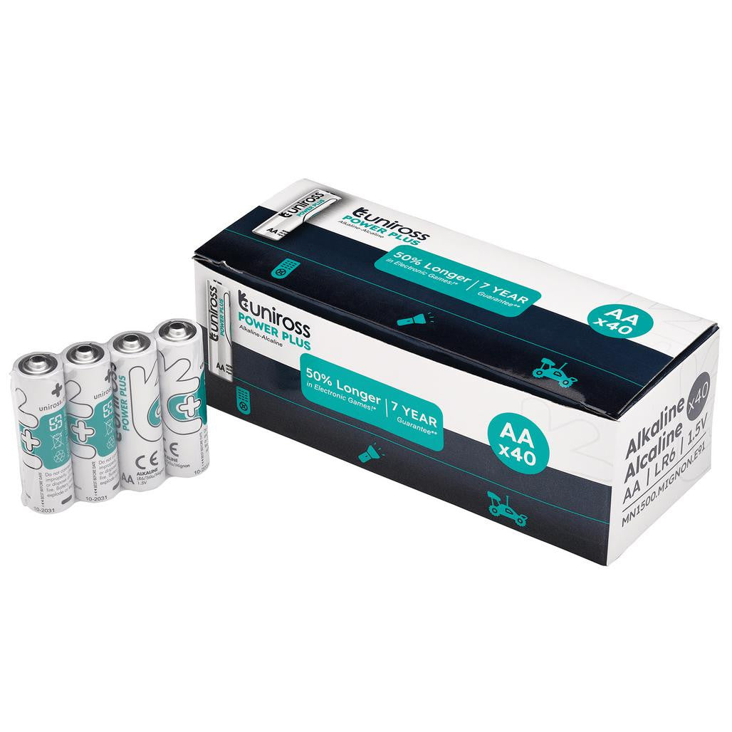Draper Uniross LR6 AA Power Plus Alkaline Batteries (Pack of 40)