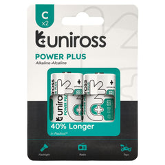 Draper Uniross LR14 C Power Plus Alkaline Batteries (Pack of 2)