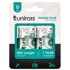 Draper Uniross LR20 D Power Plus Alkaline Batteries (Pack of 2)