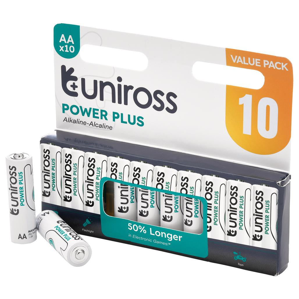 Draper Uniross LR6 AA Power Plus Alkaline Batteries (Pack of 10)