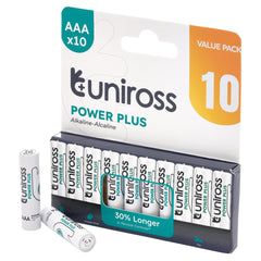Draper Uniross LR03 AAA Power Plus Alkaline Batteries (Pack of 10)