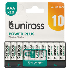 Draper Uniross LR03 AAA Power Plus Alkaline Batteries (Pack of 10)