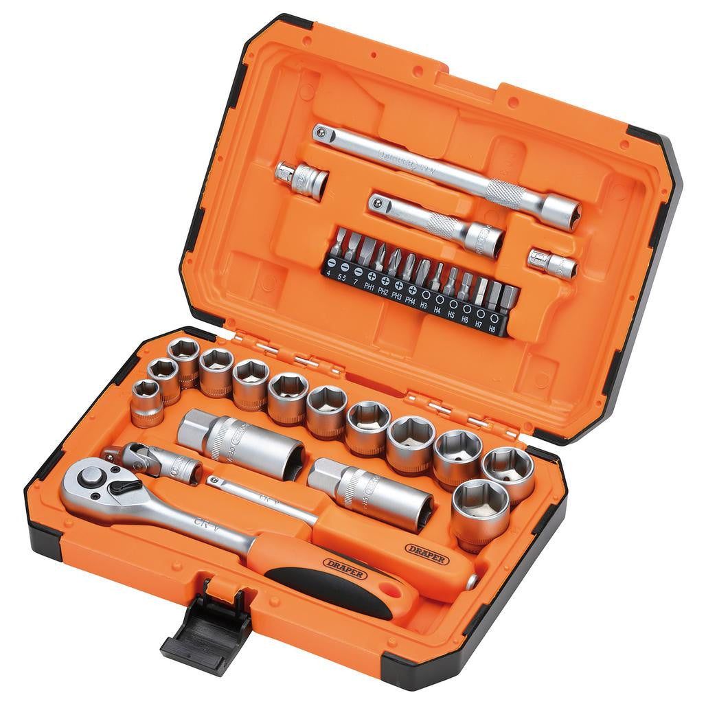 Draper HI-TORQ® 6 Point Socket Set, 1/4" and 3/8" (34 Piece) 22110