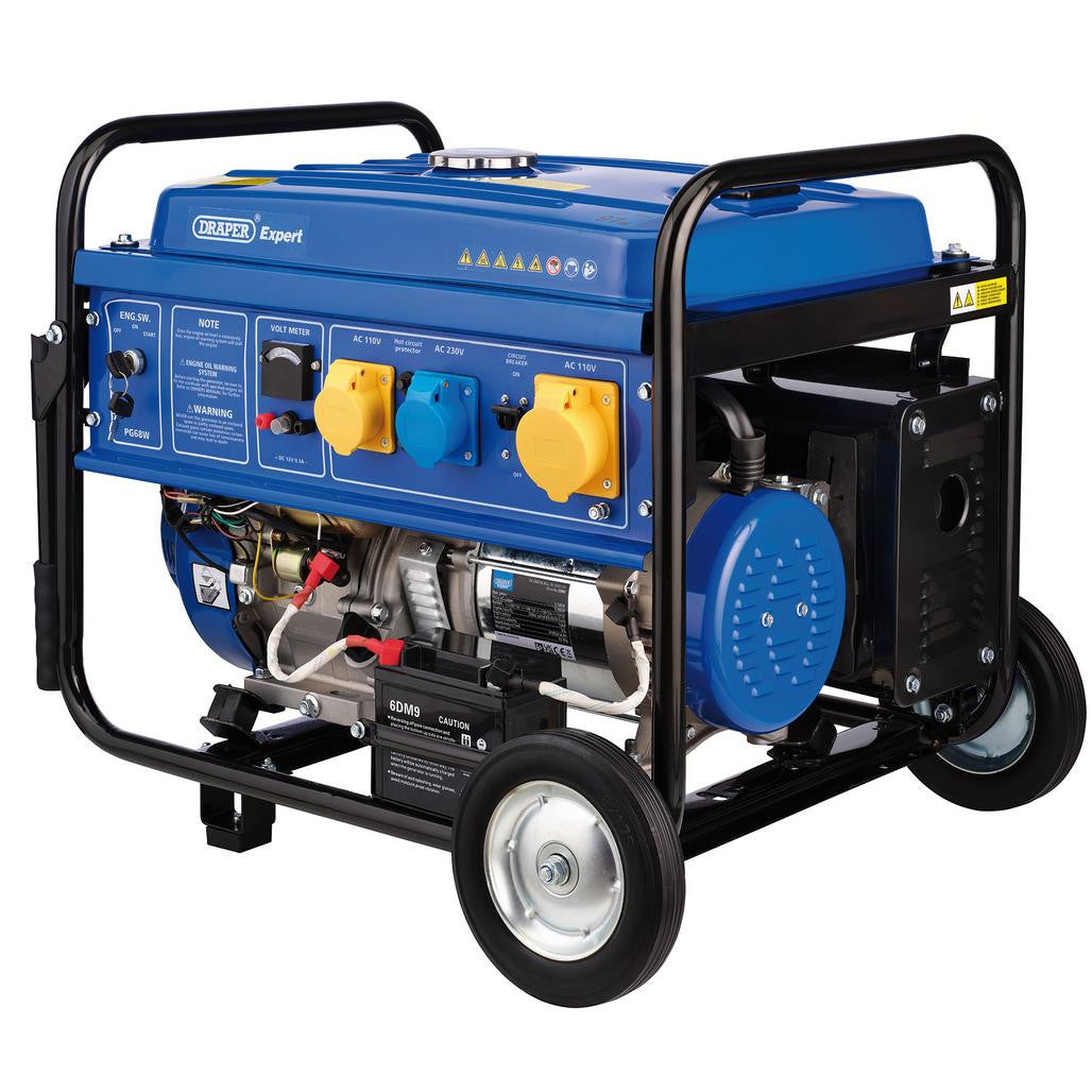 Draper Expert Petrol Generator with Wheels, 5000W 23987